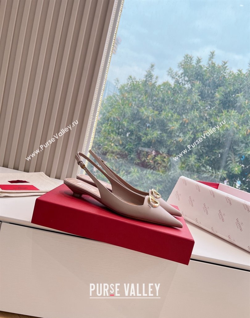 Valentino VLogo Signature leather slingback pumps Nude Spring 2024 (kaola-23120704)