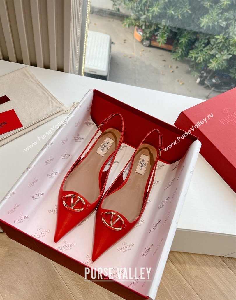 Valentino VLogo Signature leather slingback pumps Red Spring 2024 (kaola-23120703)
