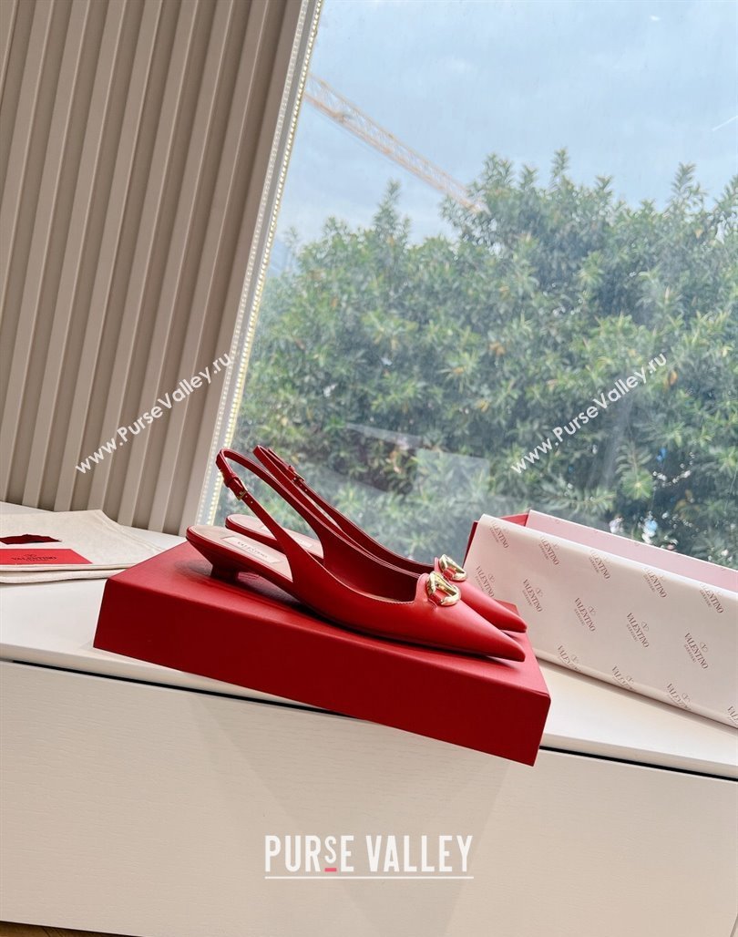 Valentino VLogo Signature leather slingback pumps Red Spring 2024 (kaola-23120703)