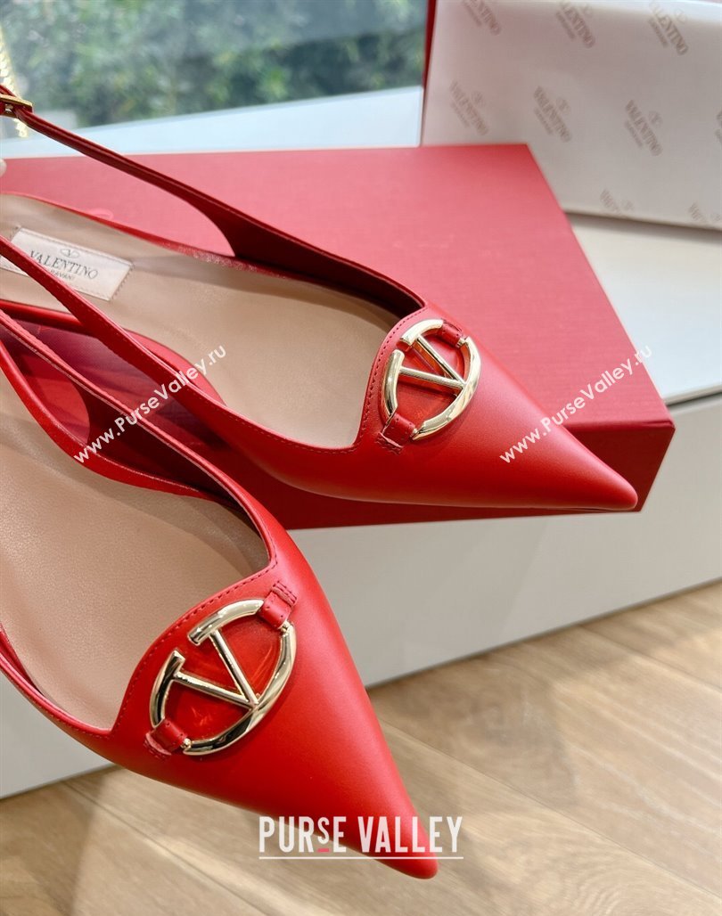 Valentino VLogo Signature leather slingback pumps Red Spring 2024 (kaola-23120703)