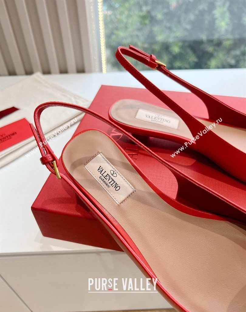 Valentino VLogo Signature leather slingback pumps Red Spring 2024 (kaola-23120703)