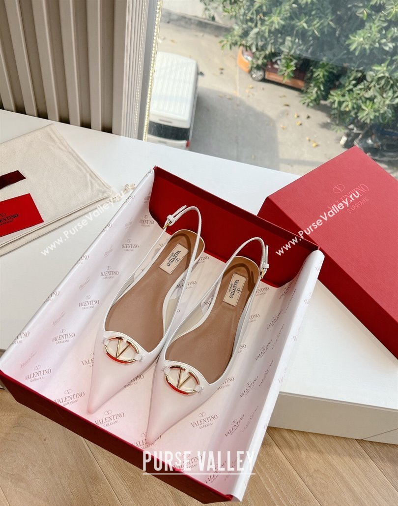 Valentino VLogo Signature leather slingback pumps White Spring 2024 (kaola-23120702)