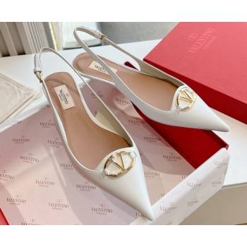Valentino VLogo Signature leather slingback pumps White Spring 2024 (kaola-23120702)