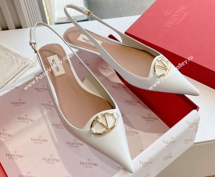 Valentino VLogo Signature leather slingback pumps White Spring 2024 (kaola-23120702)