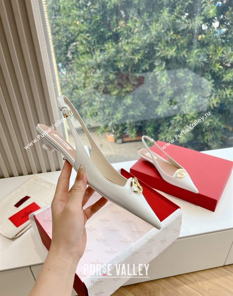 Valentino VLogo Signature leather slingback pumps White Spring 2024 (kaola-23120702)