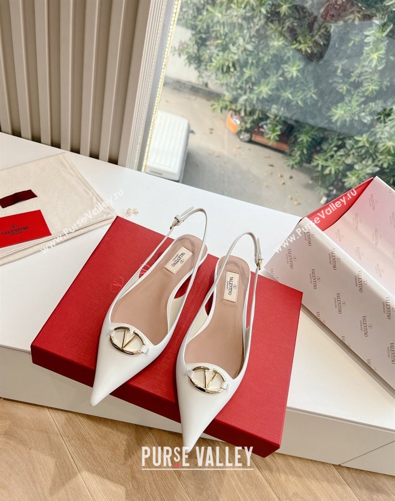 Valentino VLogo Signature leather slingback pumps White Spring 2024 (kaola-23120702)