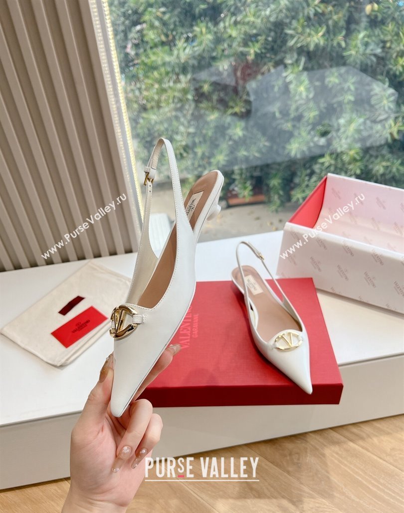 Valentino VLogo Signature leather slingback pumps White Spring 2024 (kaola-23120702)