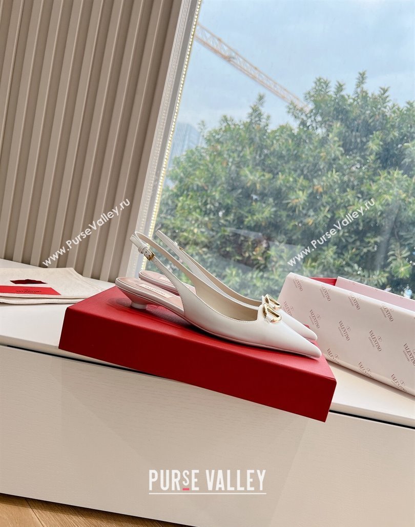 Valentino VLogo Signature leather slingback pumps White Spring 2024 (kaola-23120702)
