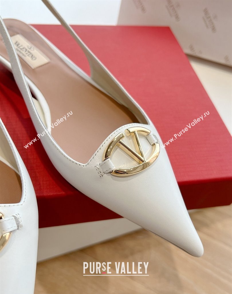 Valentino VLogo Signature leather slingback pumps White Spring 2024 (kaola-23120702)