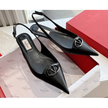 Valentino VLogo Signature leather slingback pumps Black Spring 2024 (kaola-23120701)