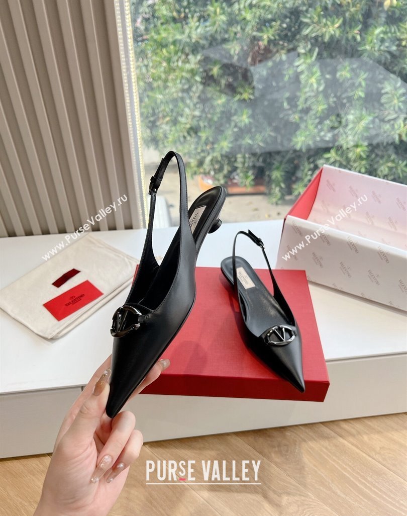 Valentino VLogo Signature leather slingback pumps Black Spring 2024 (kaola-23120701)