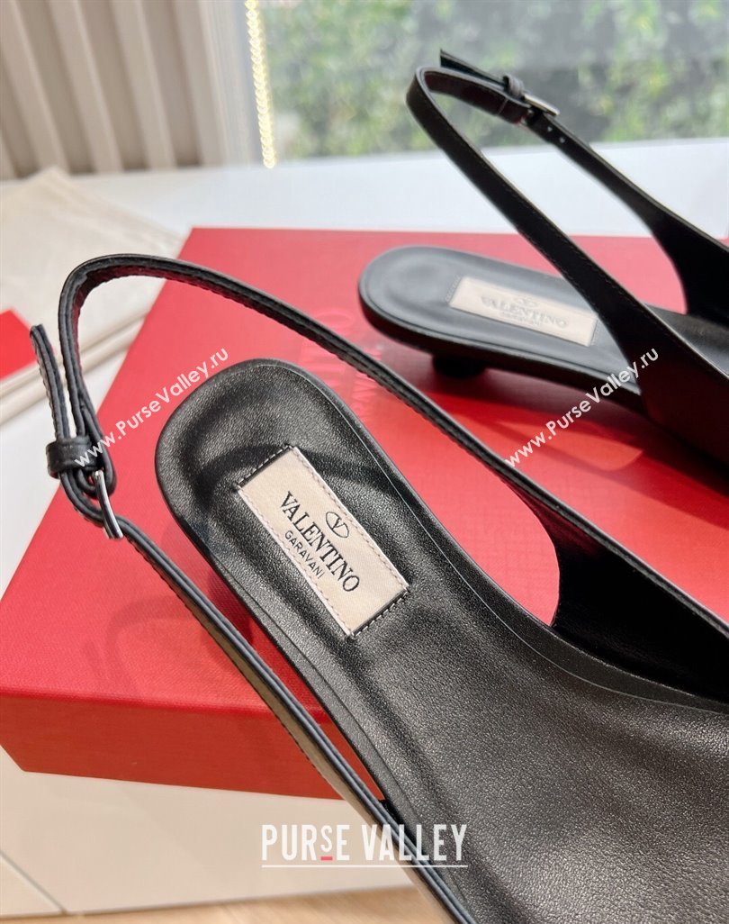 Valentino VLogo Signature leather slingback pumps Black Spring 2024 (kaola-23120701)