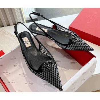 Valentino VLogo Signature Mesh slingback pumps Black Spring 2024 (kaola-23120705)