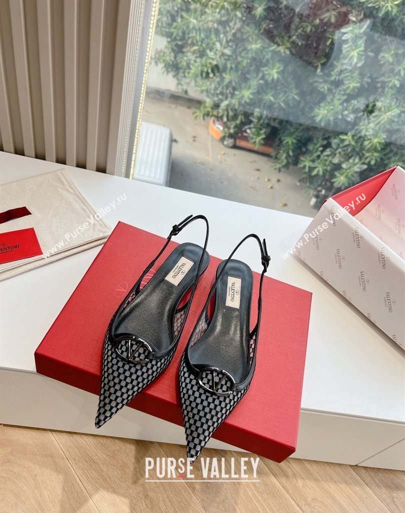 Valentino VLogo Signature Mesh slingback pumps Black Spring 2024 (kaola-23120705)