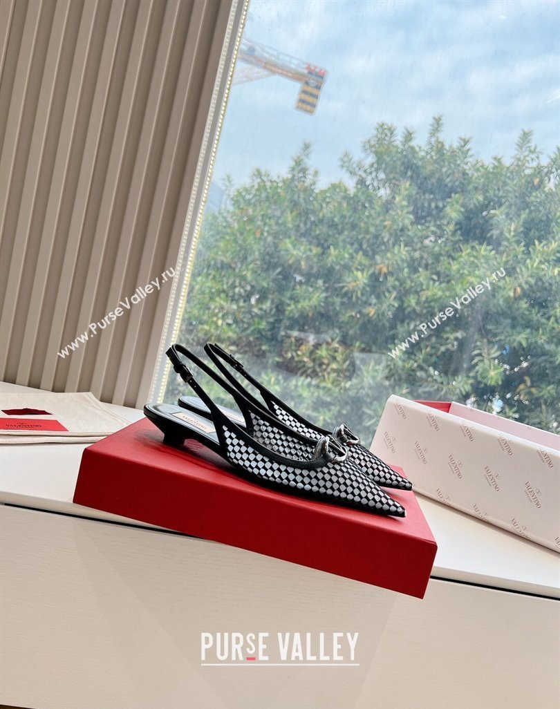 Valentino VLogo Signature Mesh slingback pumps Black Spring 2024 (kaola-23120705)