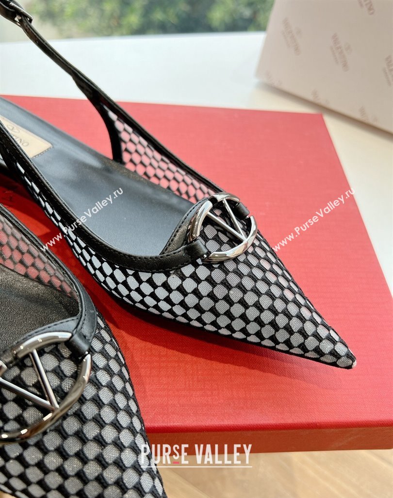 Valentino VLogo Signature Mesh slingback pumps Black Spring 2024 (kaola-23120705)