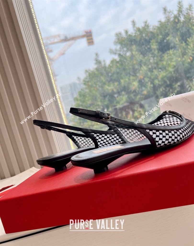 Valentino VLogo Signature Mesh slingback pumps Black Spring 2024 (kaola-23120705)