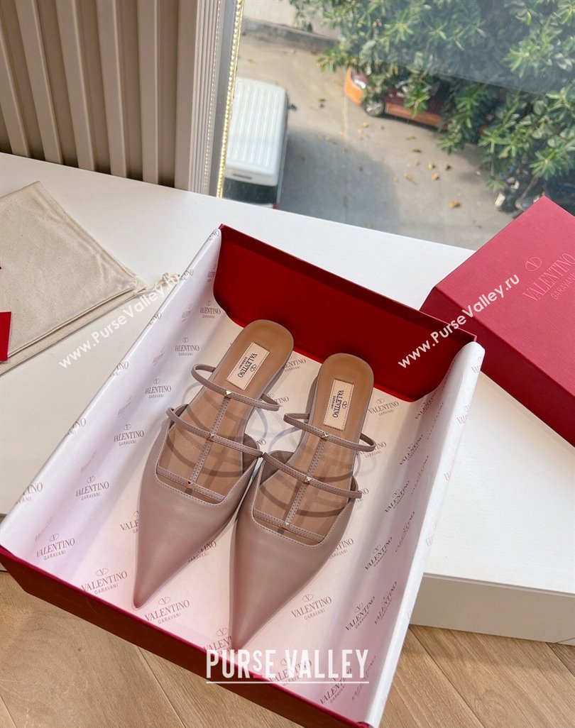 Valentino Rockstud leather Mules Nude Spring 2024 (kaola-23120714)