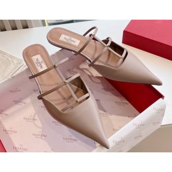 Valentino Rockstud leather Mules Nude Spring 2024 (kaola-23120714)
