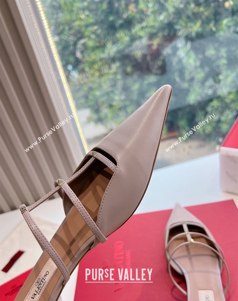 Valentino Rockstud leather Mules Nude Spring 2024 (kaola-23120714)