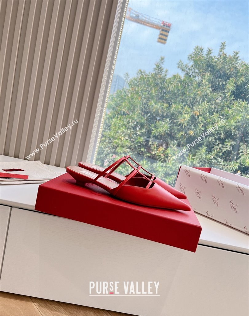 Valentino Rockstud leather Mules Red Spring 2024 (kaola-23120713)