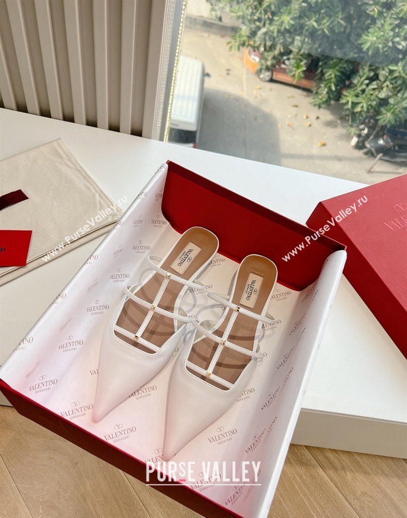 Valentino Rockstud leather Mules White Spring 2024 (kaola-23120712)