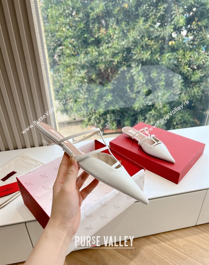 Valentino Rockstud leather Mules White Spring 2024 (kaola-23120712)