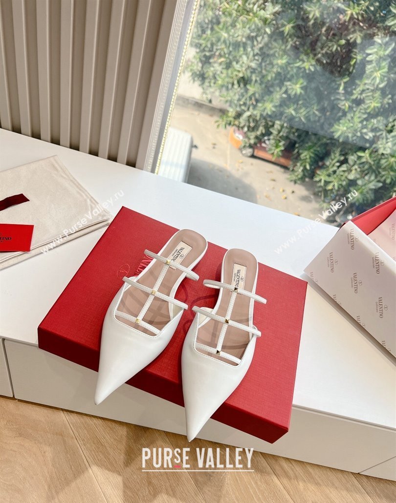 Valentino Rockstud leather Mules White Spring 2024 (kaola-23120712)