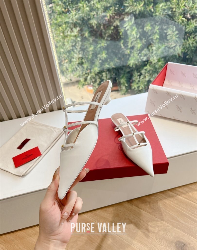 Valentino Rockstud leather Mules White Spring 2024 (kaola-23120712)