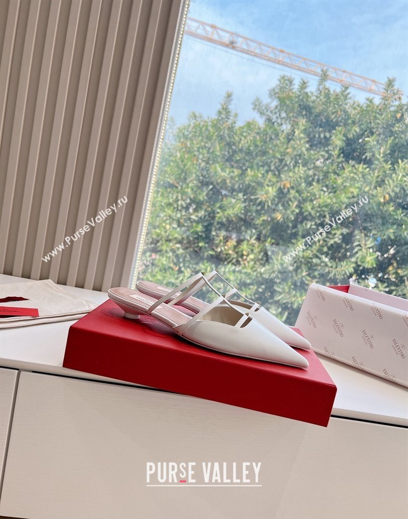 Valentino Rockstud leather Mules White Spring 2024 (kaola-23120712)