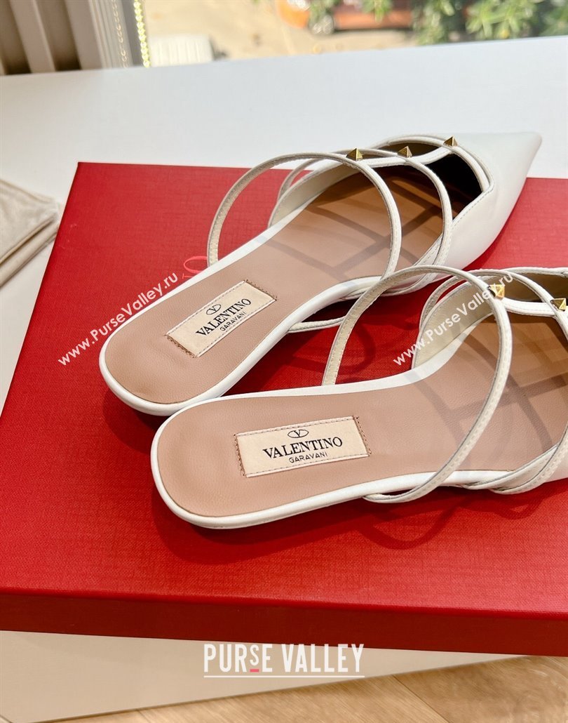 Valentino Rockstud leather Mules White Spring 2024 (kaola-23120712)