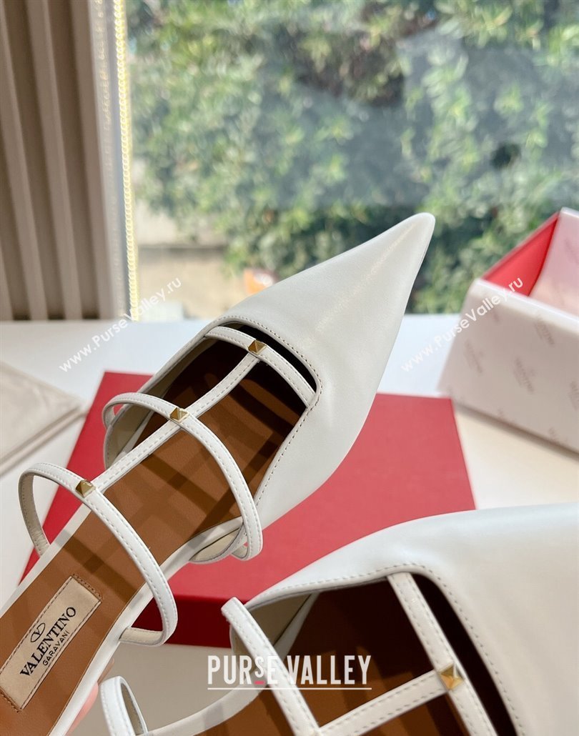 Valentino Rockstud leather Mules White Spring 2024 (kaola-23120712)