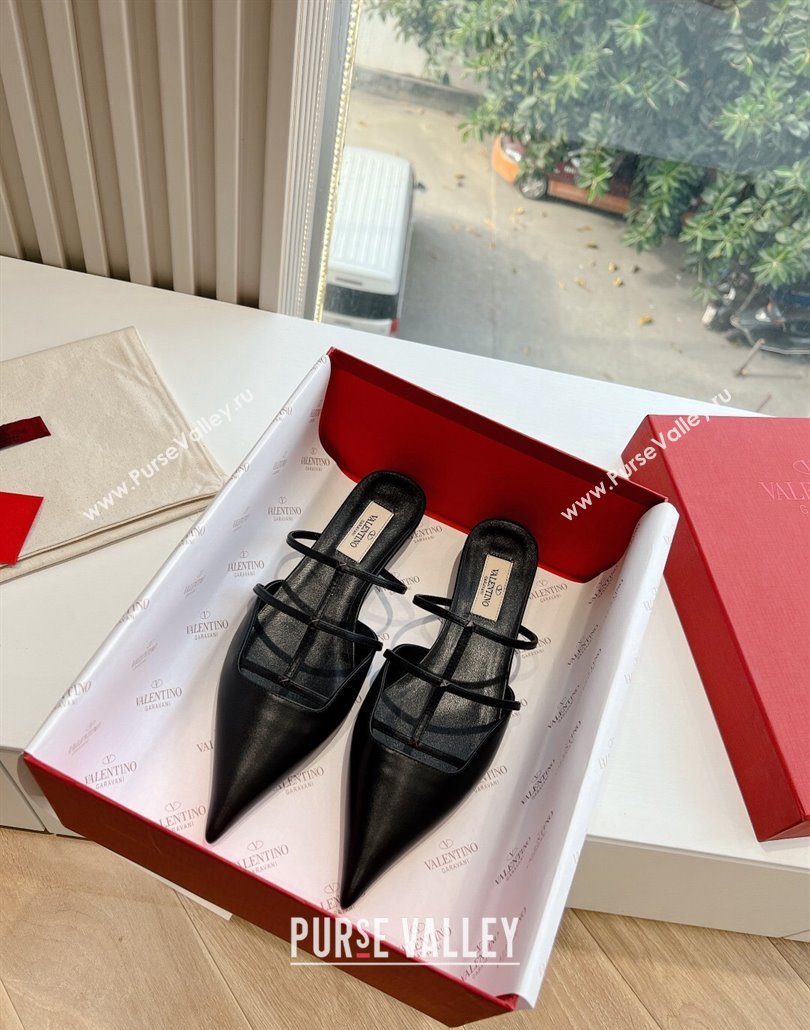 Valentino Rockstud leather Mules Black Spring 2024 (kaola-23120711)