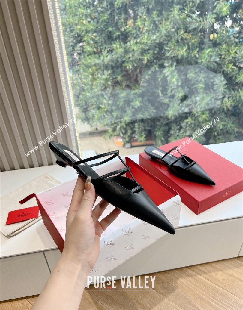 Valentino Rockstud leather Mules Black Spring 2024 (kaola-23120711)