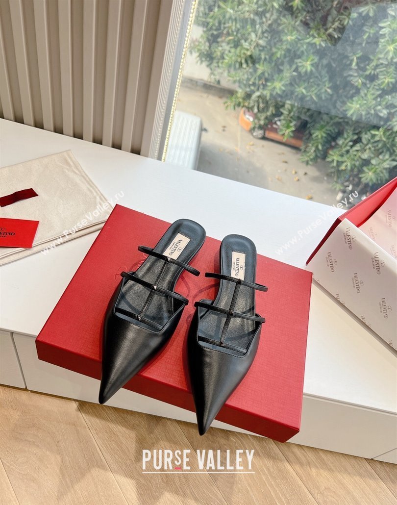 Valentino Rockstud leather Mules Black Spring 2024 (kaola-23120711)