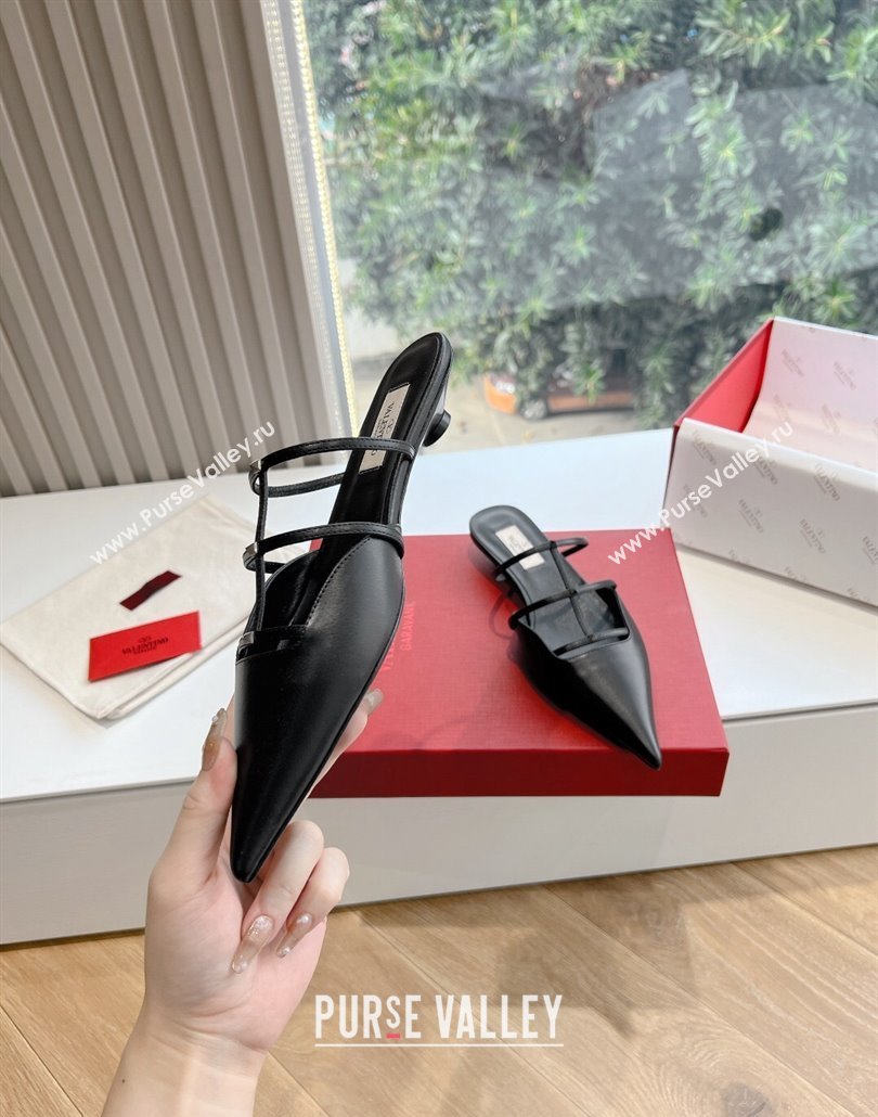 Valentino Rockstud leather Mules Black Spring 2024 (kaola-23120711)