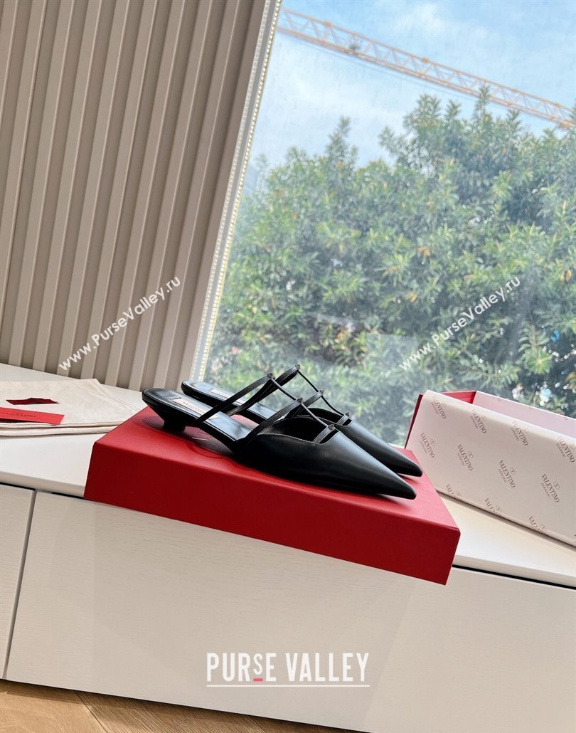 Valentino Rockstud leather Mules Black Spring 2024 (kaola-23120711)