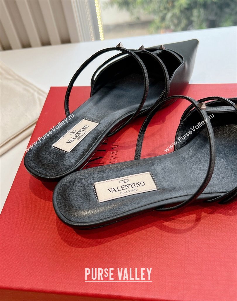 Valentino Rockstud leather Mules Black Spring 2024 (kaola-23120711)