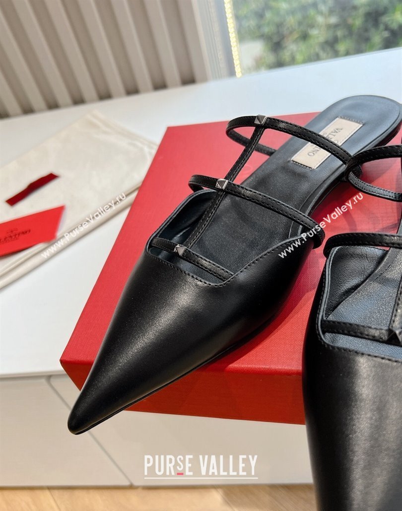 Valentino Rockstud leather Mules Black Spring 2024 (kaola-23120711)