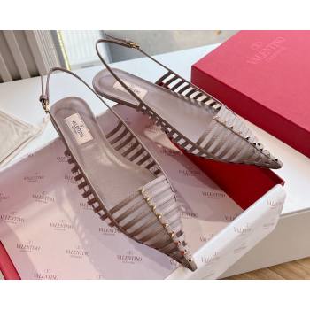 Valentino Rockstud leather slingback pumps Nude Spring 2024 (kaola-23120709)