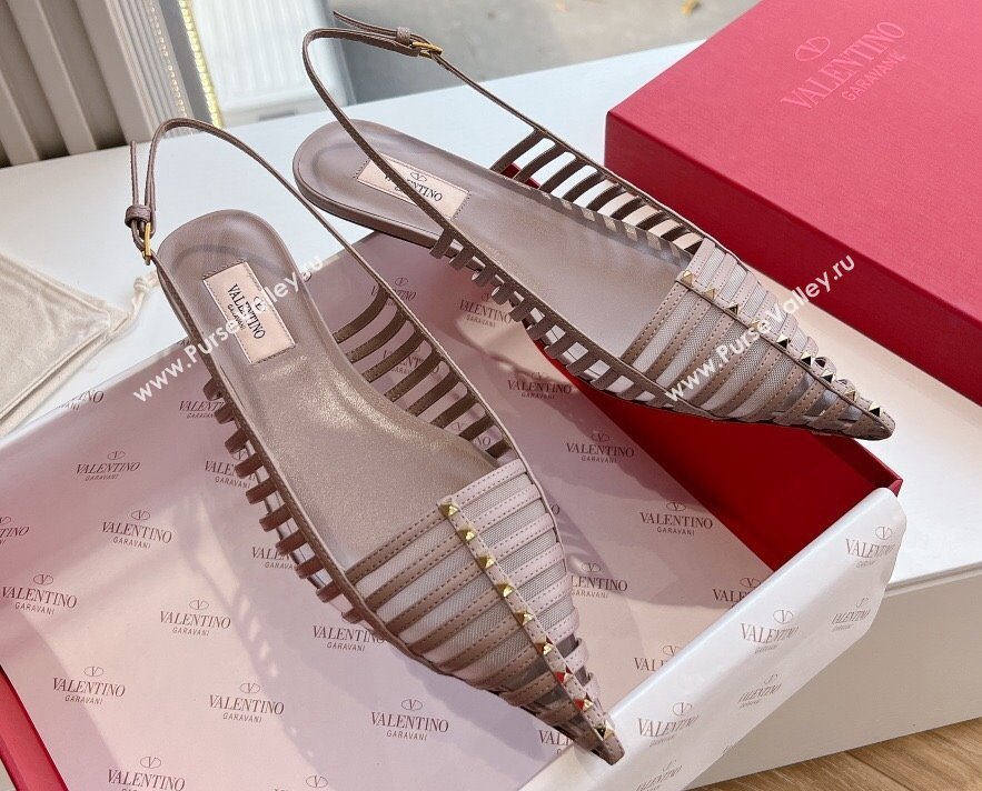 Valentino Rockstud leather slingback pumps Nude Spring 2024 (kaola-23120709)