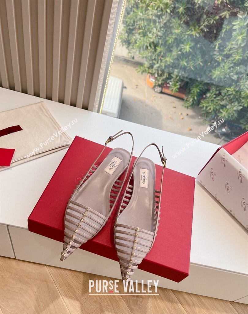 Valentino Rockstud leather slingback pumps Nude Spring 2024 (kaola-23120709)