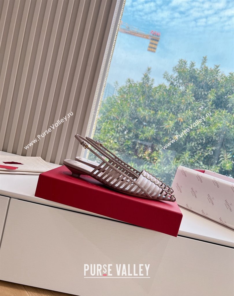 Valentino Rockstud leather slingback pumps Nude Spring 2024 (kaola-23120709)