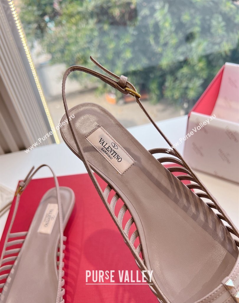Valentino Rockstud leather slingback pumps Nude Spring 2024 (kaola-23120709)