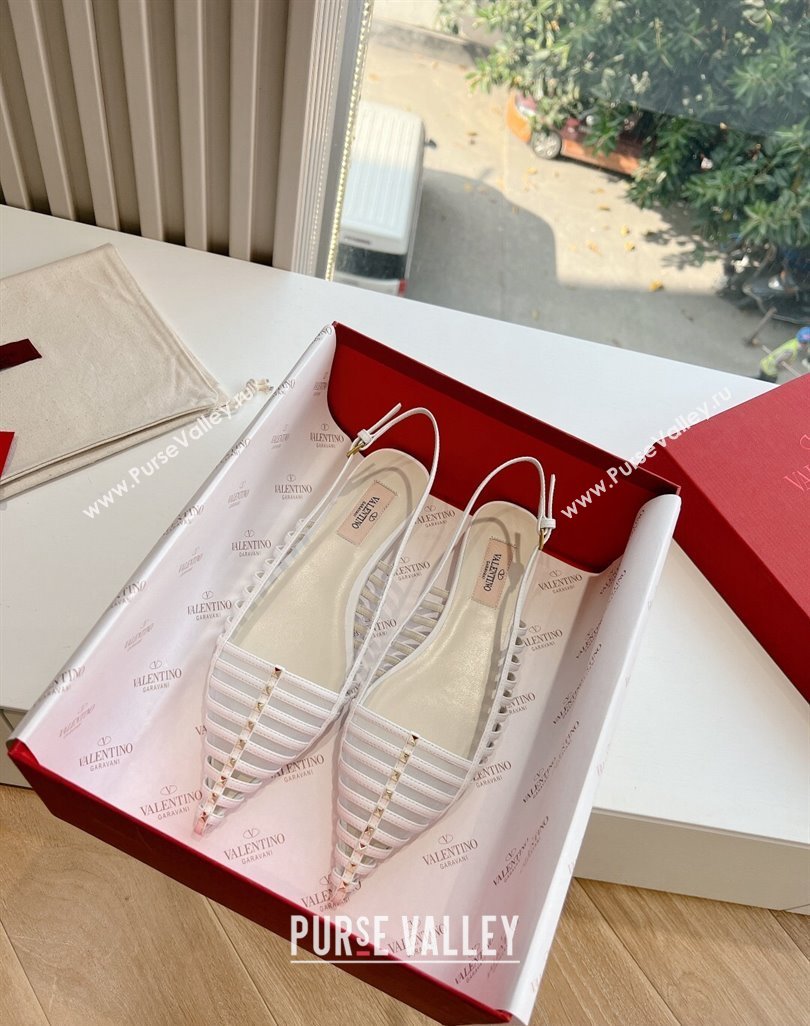 Valentino Rockstud leather slingback pumps White Spring 2024 (kaola-23120707)