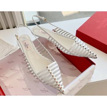 Valentino Rockstud leather slingback pumps White Spring 2024 (kaola-23120707)