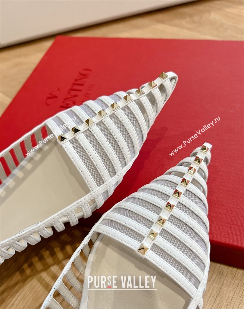 Valentino Rockstud leather slingback pumps White Spring 2024 (kaola-23120707)