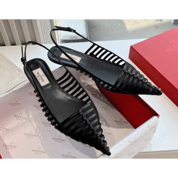 Valentino Rockstud leather slingback pumps Black Spring 2024 (kaola-23120706)