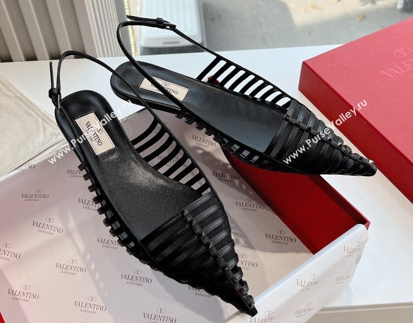 Valentino Rockstud leather slingback pumps Black Spring 2024 (kaola-23120706)