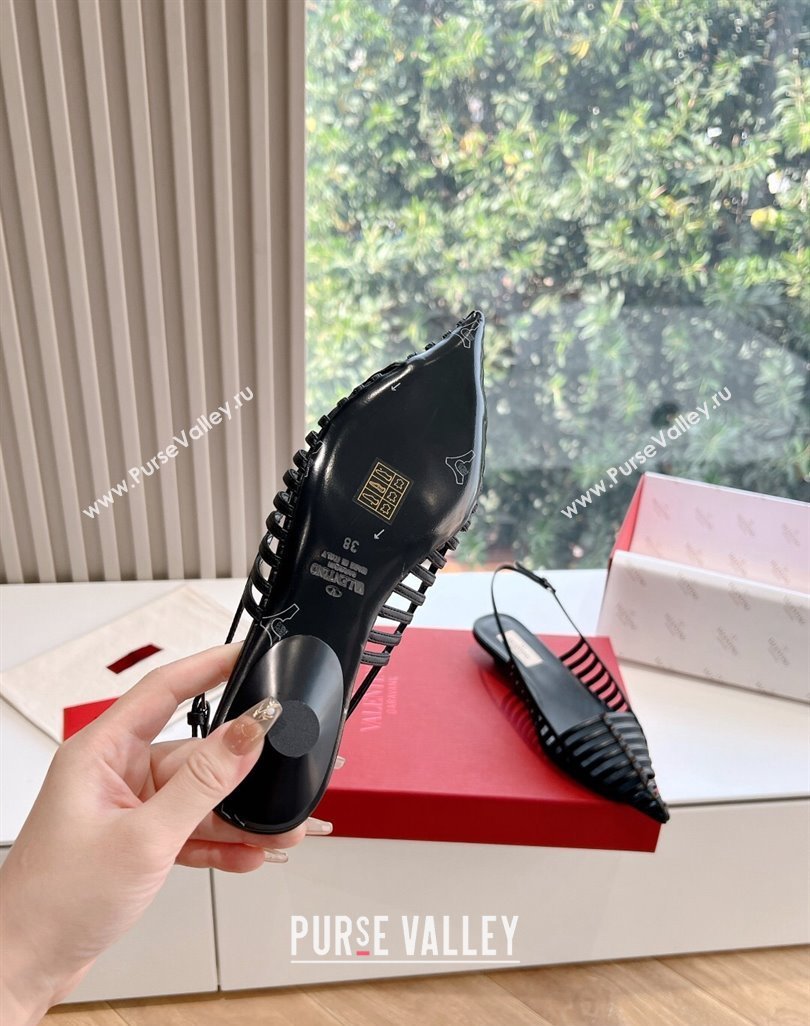 Valentino Rockstud leather slingback pumps Black Spring 2024 (kaola-23120706)
